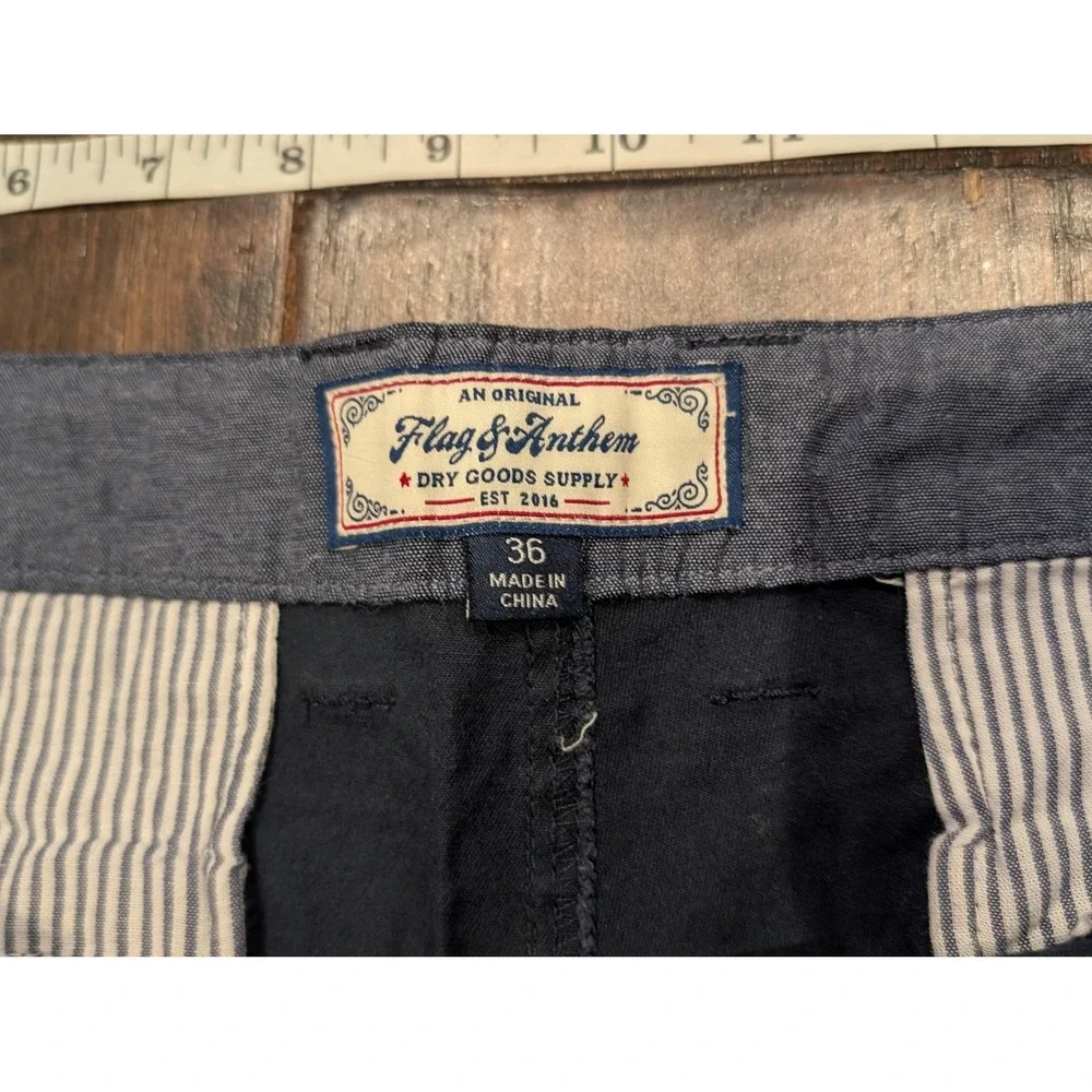 Flag & Anthem Shorts Womens 36 Navy Blue Casual‎ Chino Cuffed Cotton Dry Goods - Picture 2 of 10